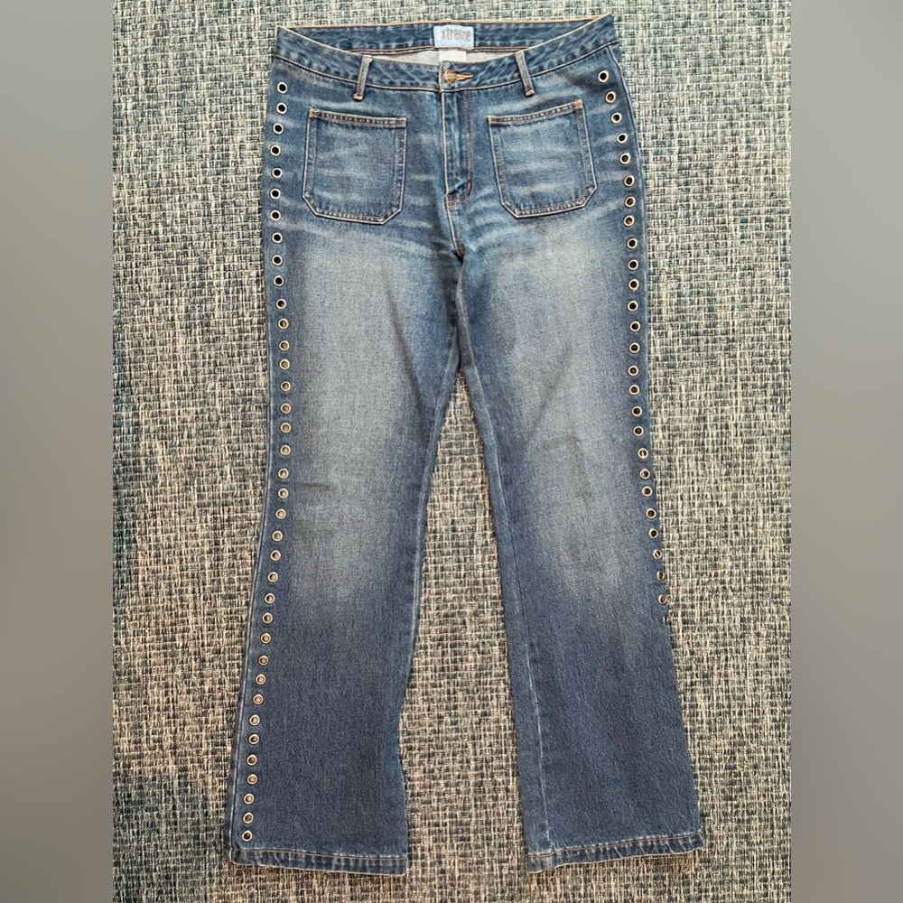 Y2k Lowrise Jeans with Grommet Eyelet Side Trim
